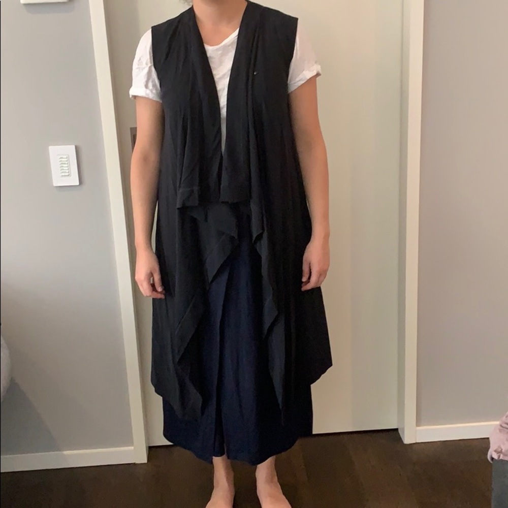 Porto black draped front vest